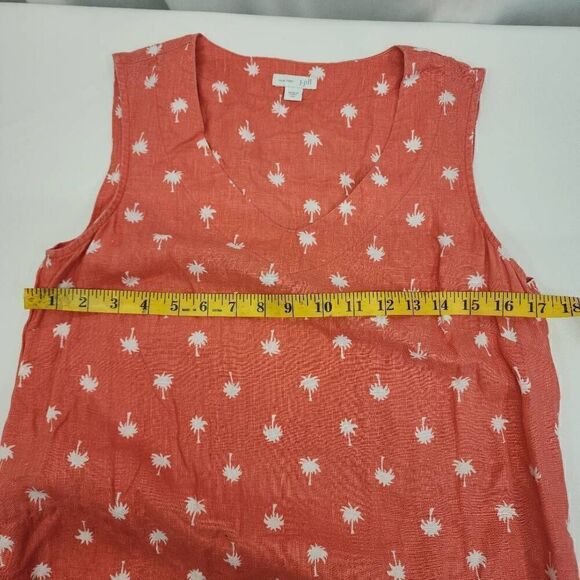 J. Jill Love Linen Size XS White Palm Tree Printed Sleeveless Shift Dress Peachy - Picture 4 of 6
